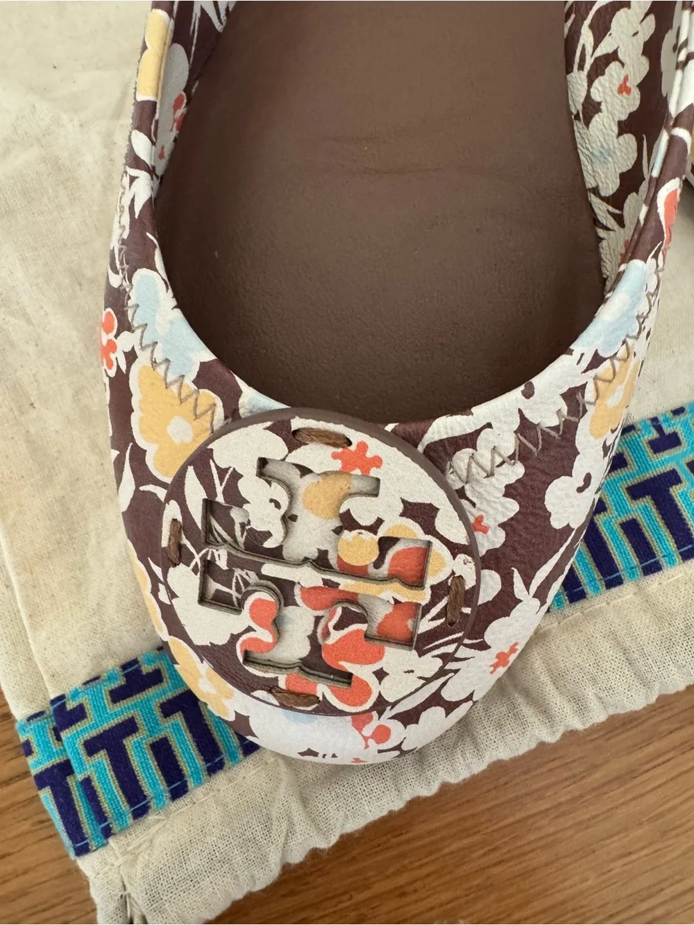 Tory Burch Floral Ballet Flat in Brown Multi